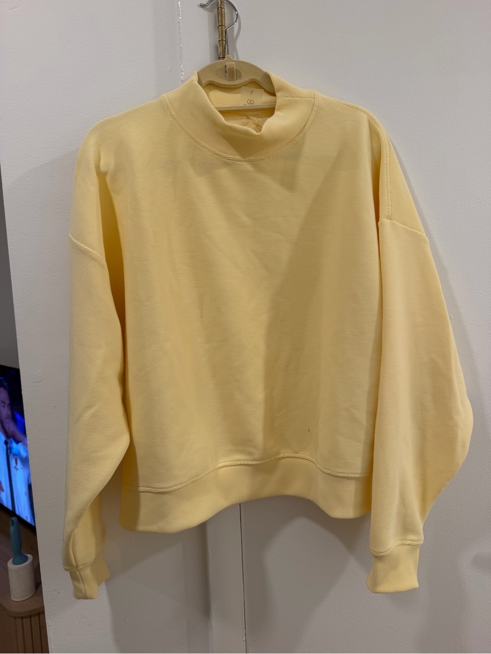Calia Pale Yellow mock neck Sweatshirt